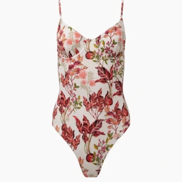 ONIA Chelsea One-piece Swimsuit Red Floral Print - Picture 1 of 3